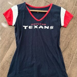 NFL Women's Navy and Red Houston Texans V-Neck Tee